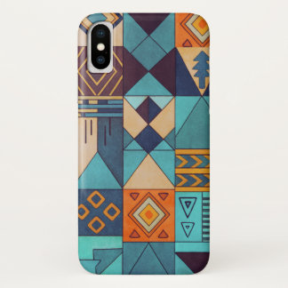 Turquoise & Orange Patchwork iPhone X Case
