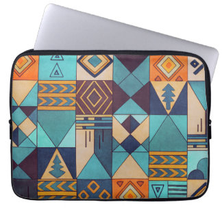 Turquoise & Orange Patchwork Tote Laptop Sleeve