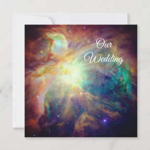 Turquoise Orion Nebula Space Photo Cosmic Wedding Invitation