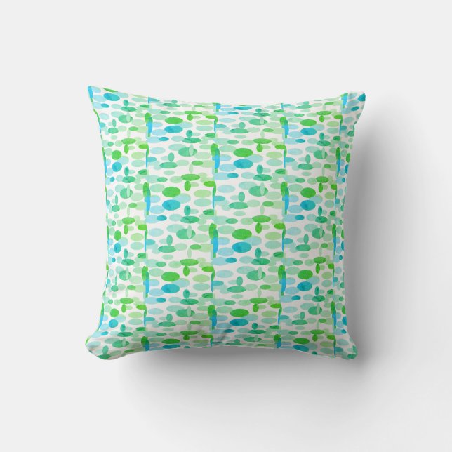 Turquoise Oval Shape Spots Pattern Cushion Pillow (Front)