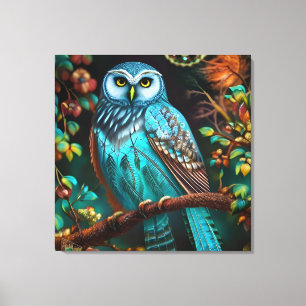Turquoise owl canvas print