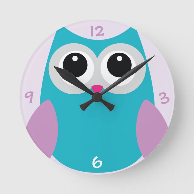 Turquoise Owl Clock (Front)