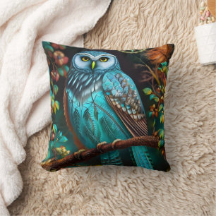 Turquoise owl cushion