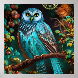 Turquoise owl poster