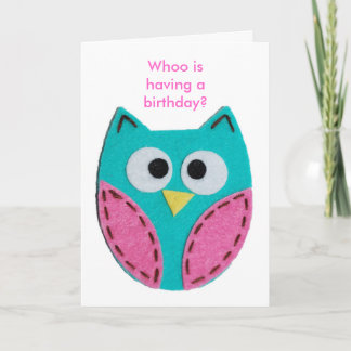 turquoise-owl, Whoo is having a birthday? Card
