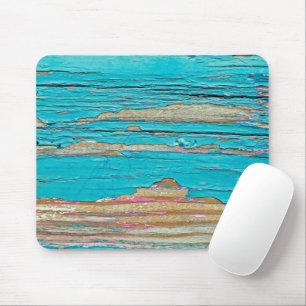 Turquoise Paint On Weathered Wood Mouse Mat