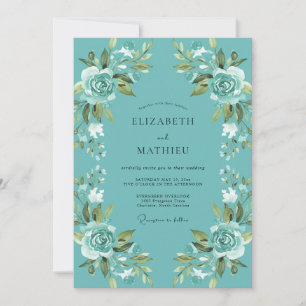 Turquoise Painted Vine Wedding Invitation