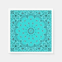 Turquoise Paisley Bandanna Scarf BBQ Picnic Napkin