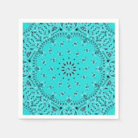 Turquoise Paisley Bandanna Scarf BBQ Picnic Napkin