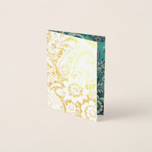 Turquoise Paisley Floral Pattern Foil Card