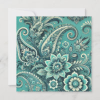 Turquoise Paisley Floral Pattern