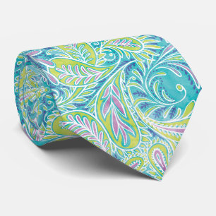 Turquoise Paisley Pattern Tie
