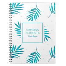 Turquoise palm leaves pattern