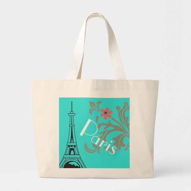 Turquoise Paris Shopping Or Beach Bag (Front)