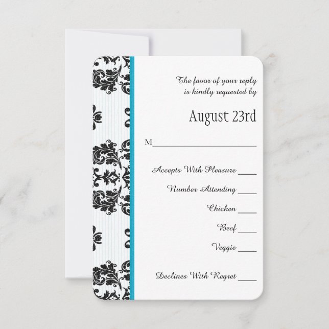Turquoise Parisian Eiffel Tower RSVP Wedding Card (Front)