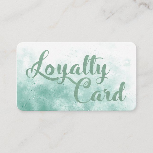 Turquoise pastel watercolor Texture Foil effect Loyalty Card (Front)
