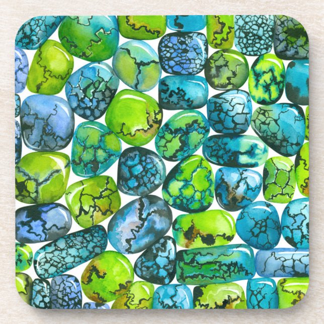 Turquoise pattern coaster (Front)