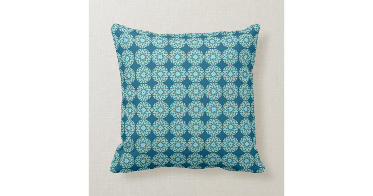 Turquoise Pattern Geometric MidCentury Modern Cushion Zazzle.co.uk