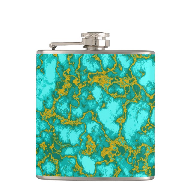 Turquoise Pattern Hip Flask (Front)