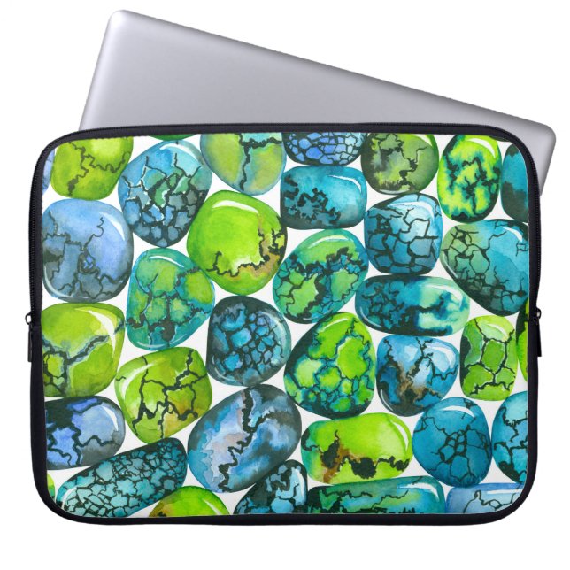 Turquoise pattern laptop sleeve (Front)