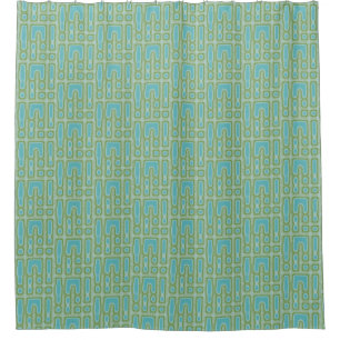 Turquoise Pattern Shower Curtain