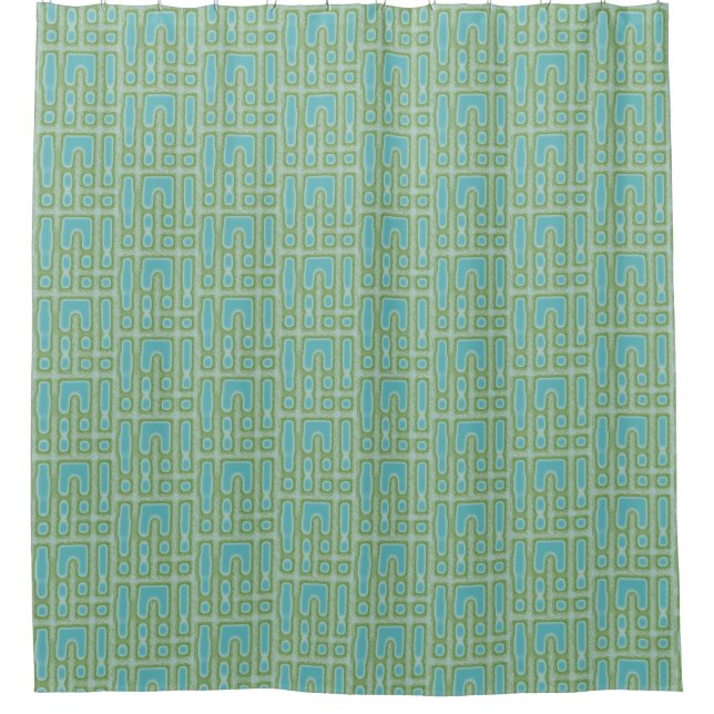 Turquoise Pattern Shower Curtain (Front)