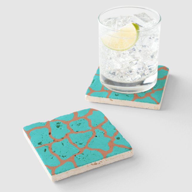 Turquoise Pattern Stone Coaster (Side)