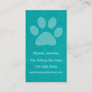 Turquoise Paw Print Pet Sitting Business Cards