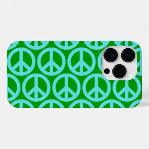 Turquoise Peace Signs Case-Mate iPhone 14 Pro Case