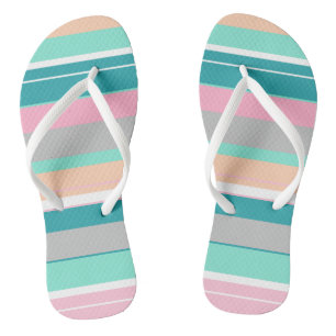 Turquoise Peach Funky Flip Flops