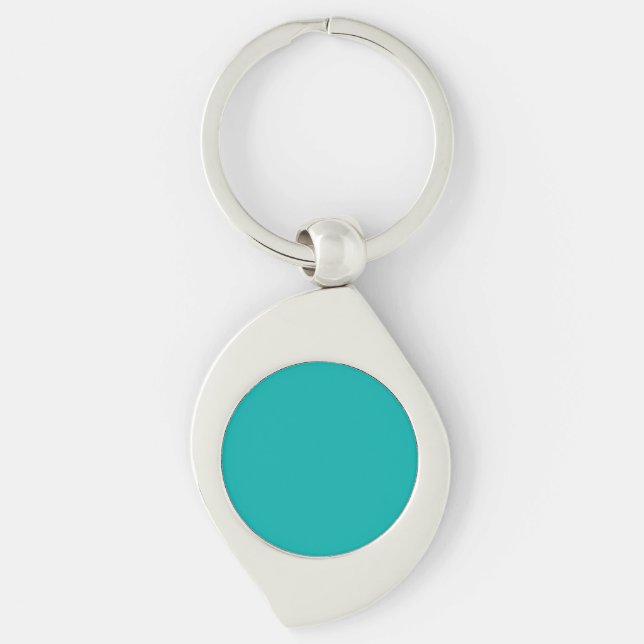 Turquoise Peacock Background Ready to Customise Key Ring (Front)