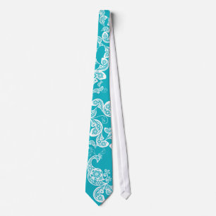 Turquoise Peacock Floral Paisley Elegant Stylish Tie