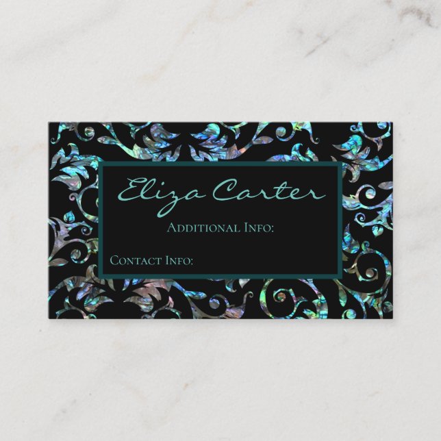 Turquoise Pearl Floral Business Card (Front)