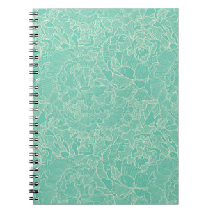 Turquoise Peony Pattern Notebook