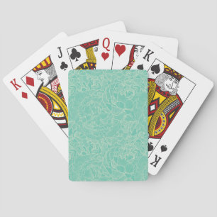 Turquoise Peony Pattern Playing Cards