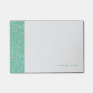 Turquoise Peony Pattern Post-it Notes