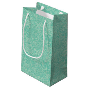Turquoise Peony Pattern Small Gift Bag