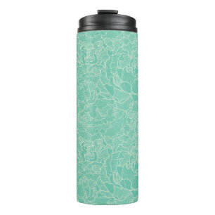 Turquoise Peony Pattern Thermal Tumbler