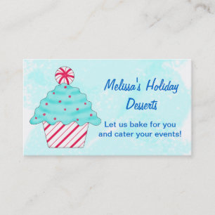 Turquoise, Peppermint Chrismas Cupcake Baking Business Card
