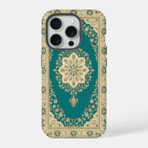 Turquoise Persian Rug Phone Case  Medallion Frame