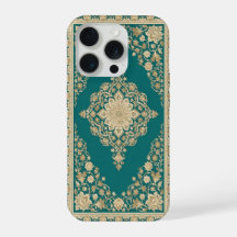 Turquoise Persian Rug Phone Case Ornate Frame 