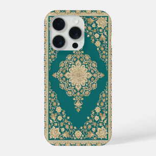 Turquoise Persian Rug Phone Case Ornate Frame