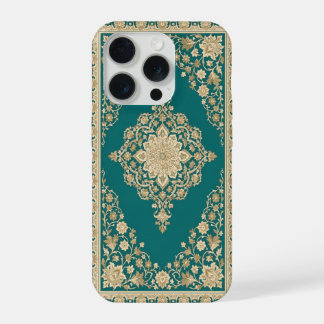 Turquoise Persian Rug Phone Case Ornate Frame 