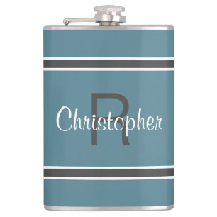 Turquoise Personalised Monogram Name Initial Drink Hip Flask