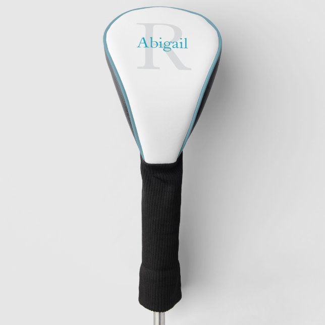 Turquoise Personalised Name Monogram Golf Head Cover (Front)