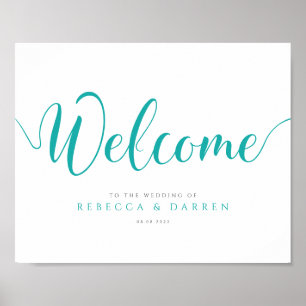 Turquoise Personalized Wedding Welcome Sign
