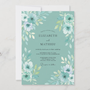 Turquoise Petal Wedding Invitation