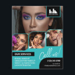 Turquoise Photo Collage Logo QR Makeup Promotional Flyer<br><div class="desc">Double sided flyer for a makeup artist, nail artist, hair stylist or similar profession where you need to showcase your work in a retro photo collage with turquoise borders and turquoise background. Personalise with your logo and on the back an additional photo and your QR code with your social media...</div>
