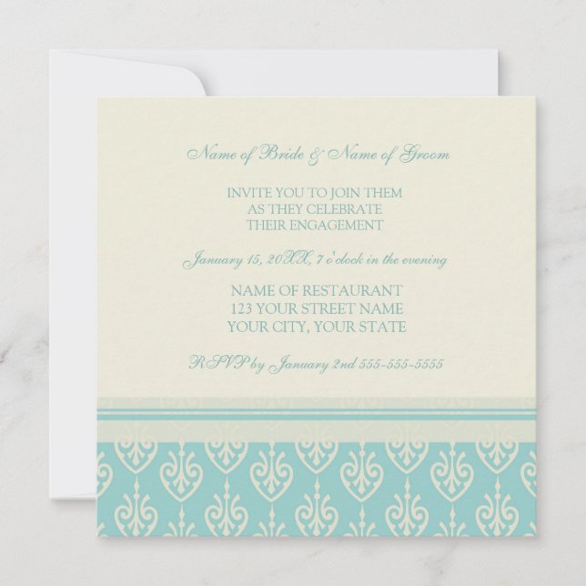 Turquoise Photo Engagement Party Invitations (Front)