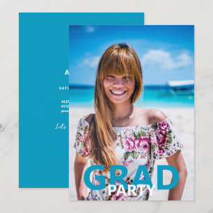 Turquoise Photo Graduation Party Invitation